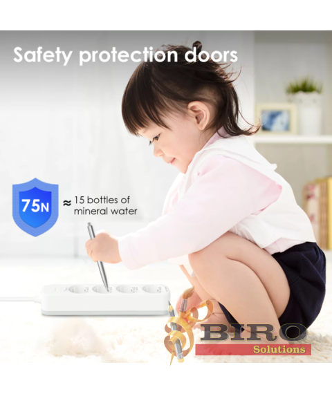 Prelungitor DELI, 4 prize, 3 m, înpămîntare, întrerupător